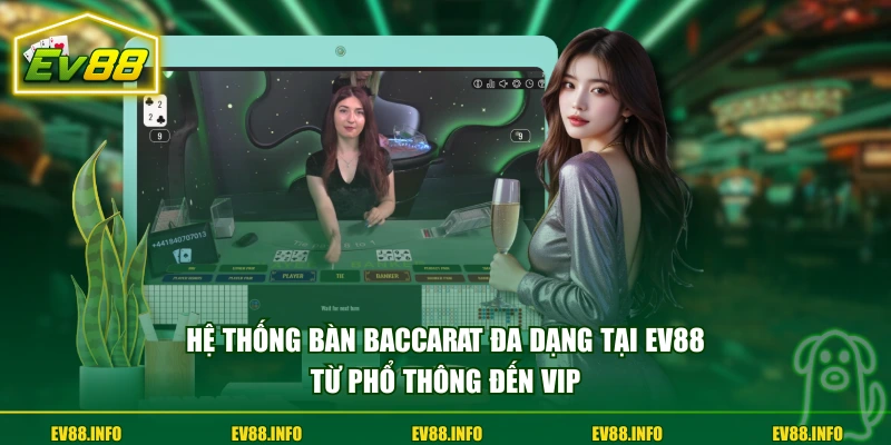 Cẩm Nang Live Baccarat Quan Trọng Khi Cá Cược Tại EV88 3 Hệ thống bàn Baccarat đa dạng tại EV88 từ phổ thông đến VIP